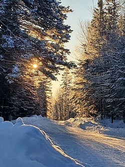 Avenue de la montagne par une belle balade hivernale.